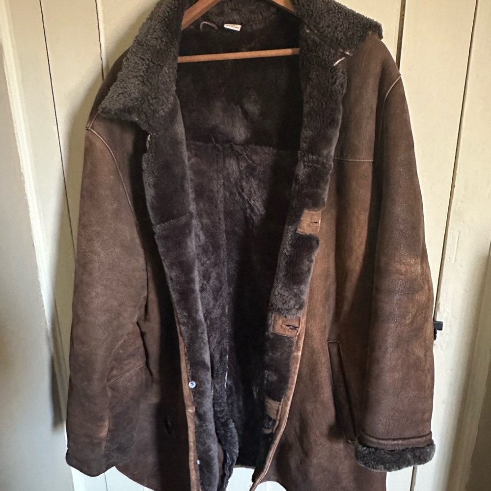 Men's Brown Shearling Coat for repair reuse